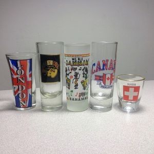 5 *Outside USA* Novelty Shot Glass Lot